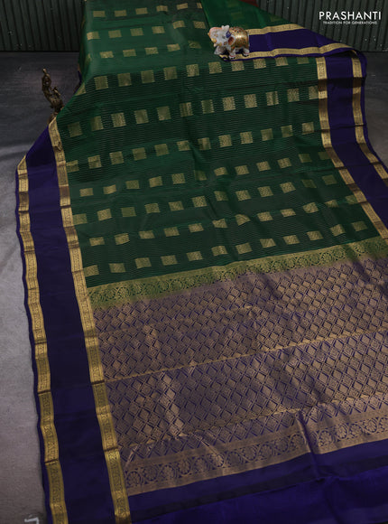 Green & Navy Blue Kanchipuram Silk - Weaves