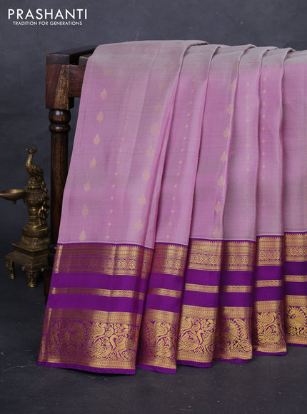 Pastel Pink & Purple Kanchipuram Silk - Weaves