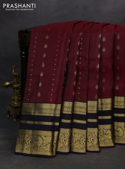 Maroon & Black Kanchipuram Silk - Weaves