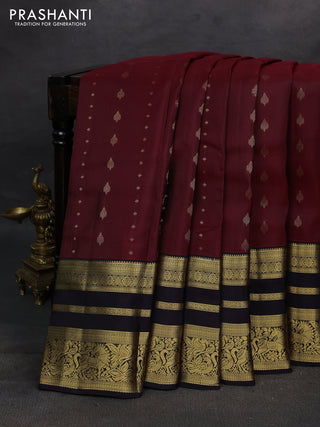 Maroon & Black Kanchipuram Silk - Weaves