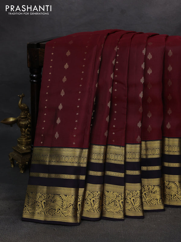 Maroon & Black Kanchipuram Silk - Weaves
