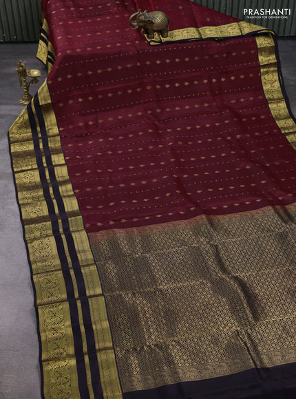 Maroon & Black Kanchipuram Silk - Weaves