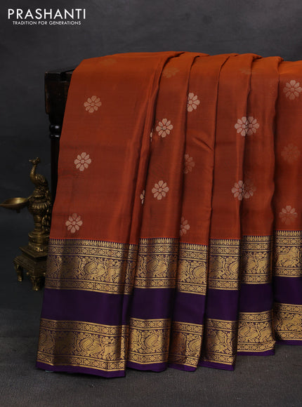 Rust & Purple Kanchipuram Silk - Buttas
