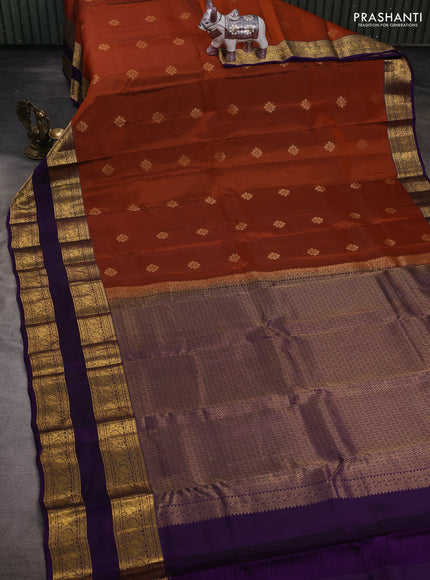 Rust & Purple Kanchipuram Silk - Buttas