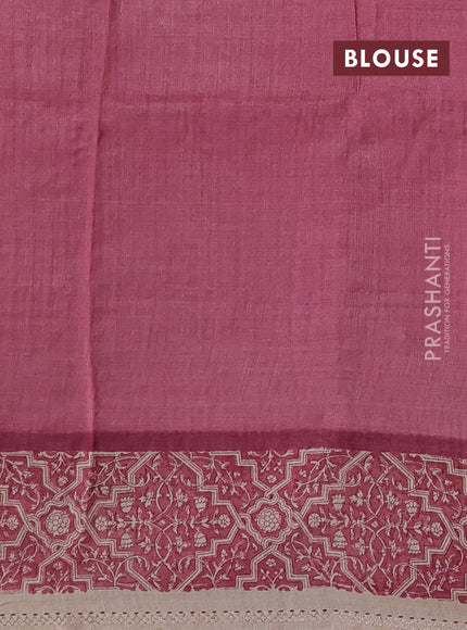 Pink & Beige Pure Munga Tussar Silk - Kantha Embroidery