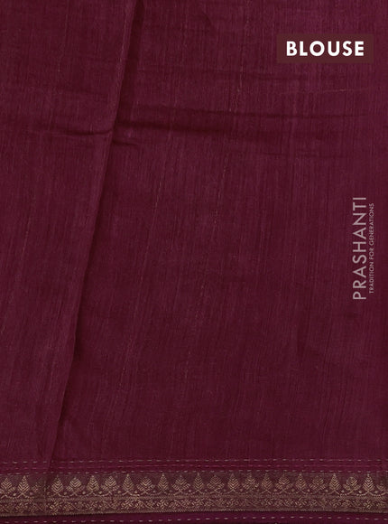 Wine Pure Munga Tussar Silk - Kantha Embroidery