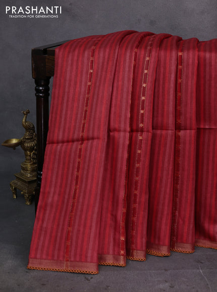 Multi Colour & Rust Pure Munga Tussar Silk - Prints