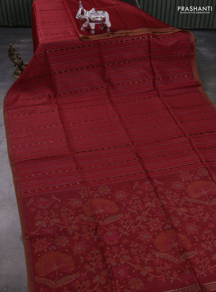 Multi Colour & Rust Pure Munga Tussar Silk - Prints