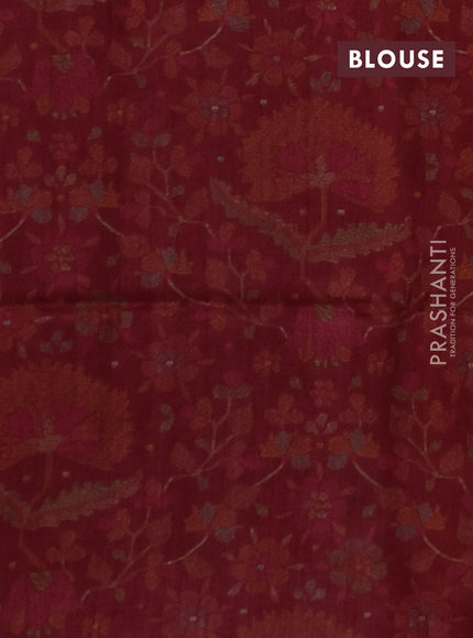 Multi Colour & Rust Pure Munga Tussar Silk - Prints