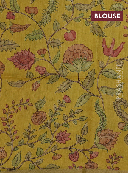 Yellow Pure Munga Tussar Silk - Prints
