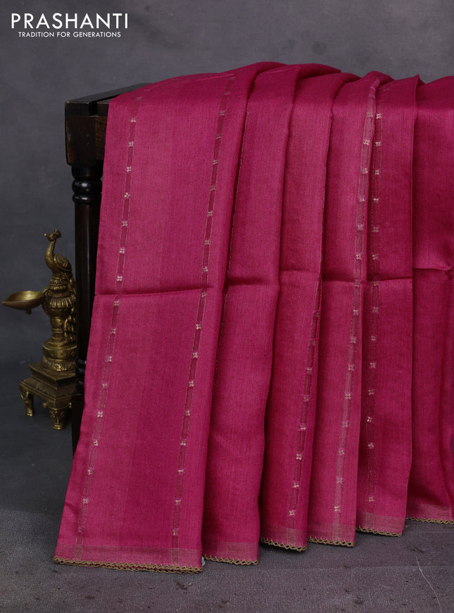 Pink Pure Munga Tussar Silk - Kantha Embroidery