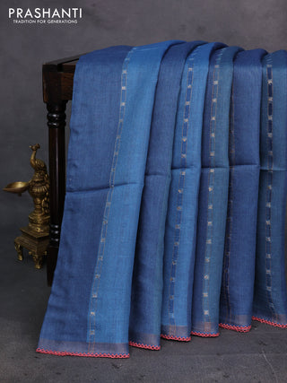 Peacock Blue Pure Munga Tussar Silk - Prints