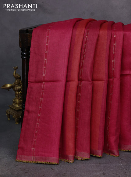 Red Pure Munga Tussar Silk - Prints