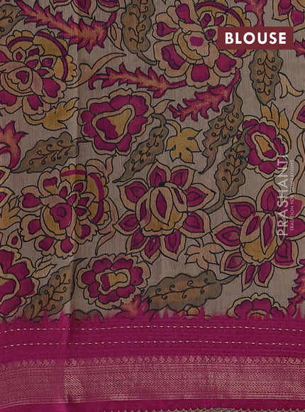 Pink & Beige Pure Munga Tussar Silk - Kantha Embroidery