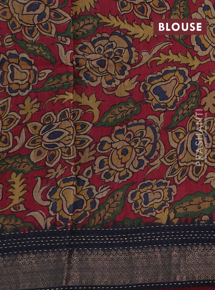 Black & Maroon Pure Munga Tussar Silk - Kantha Embroidery