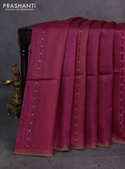 Pink Pure Munga Tussar Silk - Kantha Embroidery