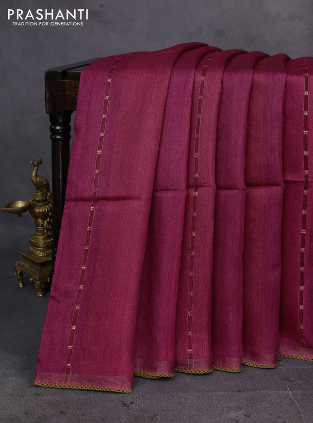 Pink Pure Munga Tussar Silk - Kantha Embroidery