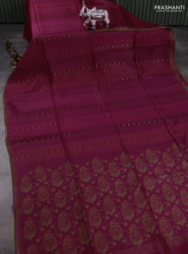 Pink Pure Munga Tussar Silk - Kantha Embroidery