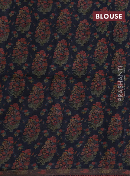 Elephant Grey & Grey Pure Munga Tussar Silk - Kantha Embroidery