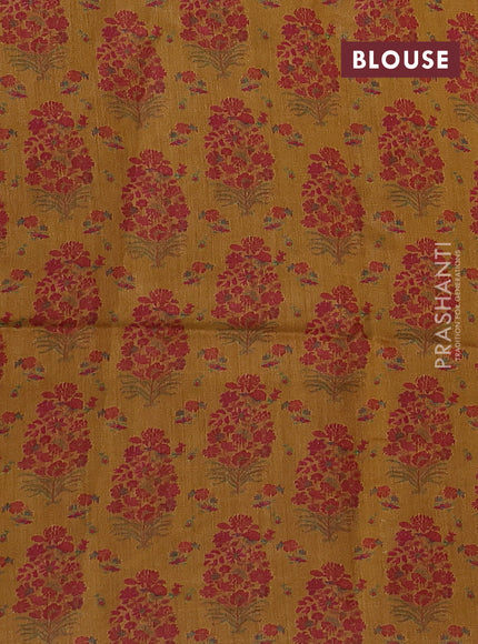Mustard Yellow Pure Munga Tussar Silk - Kantha Embroidery