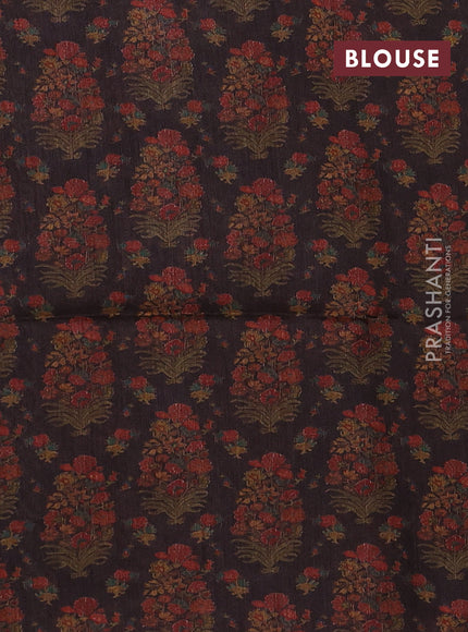 Coffee Brown Pure Munga Tussar Silk - Prints