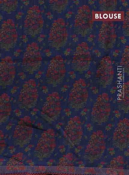 Blue Pure Munga Tussar Silk - Prints