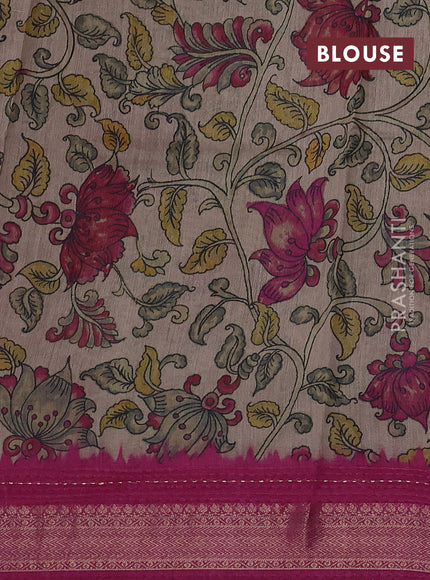 Pink & Beige Pure Munga Tussar Silk - Kantha Embroidery