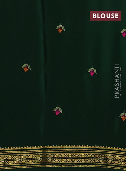Pink & Green Pure Mysore Silk - Embroidery
