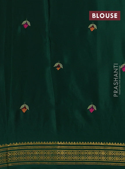 Mango Yellow & Green Pure Mysore Silk - Embroidery