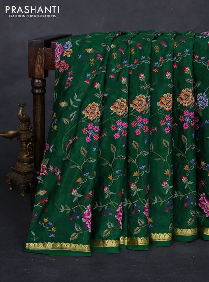 Green Pure Mysore Silk - Embroidery