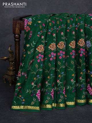 Green Pure Mysore Silk - Embroidery