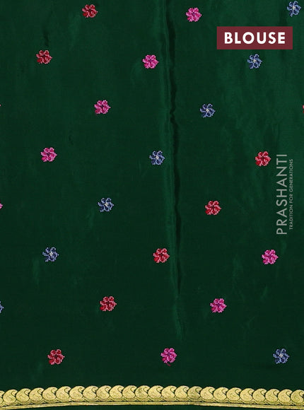 Green Pure Mysore Silk - Embroidery