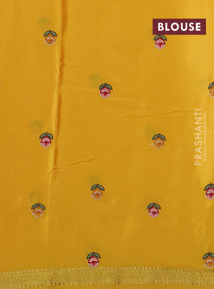 Yellow Pure Mysore Silk - Embroidery