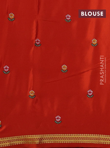 Orange Pure Mysore Silk - Embroidery