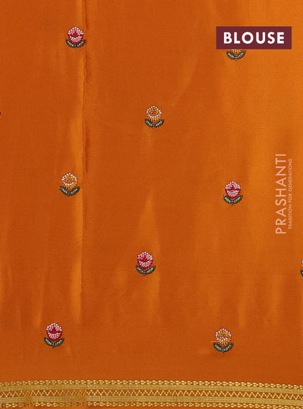 Orange Pure Mysore Silk - Embroidery
