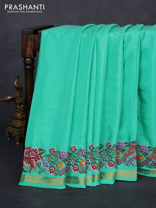 Green Pure Mysore Silk - Embroidery
