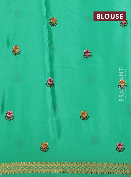Green Pure Mysore Silk - Embroidery