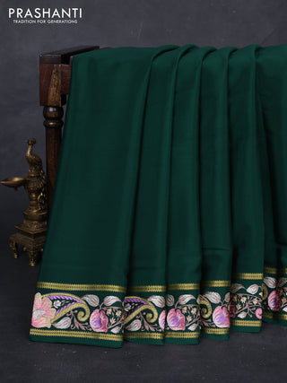 Green Pure Mysore Silk - Embroidery