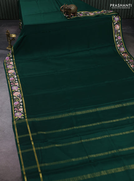 Green Pure Mysore Silk - Embroidery
