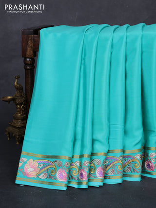 Teal Green Pure Mysore Silk - Embroidery