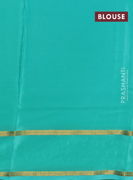 Teal Green Pure Mysore Silk - Embroidery