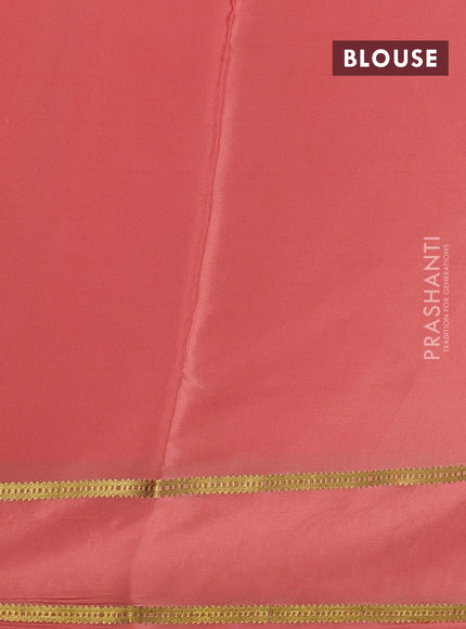Peach Pure Mysore Silk - Embroidery