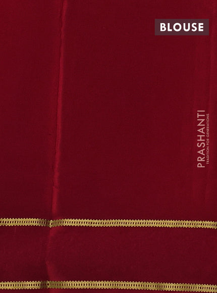 Red Pure Mysore Silk - Embroidery