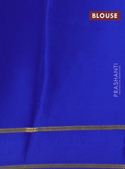 Royal Blue Pure Mysore Silk - Embroidery