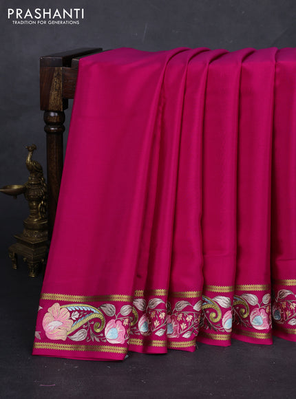 Pink Pure Mysore Silk - Embroidery