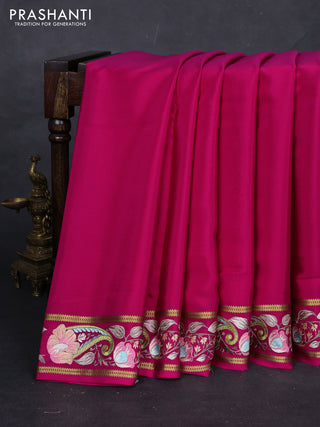 Pink Pure Mysore Silk - Embroidery
