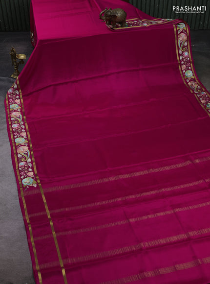 Pink Pure Mysore Silk - Embroidery