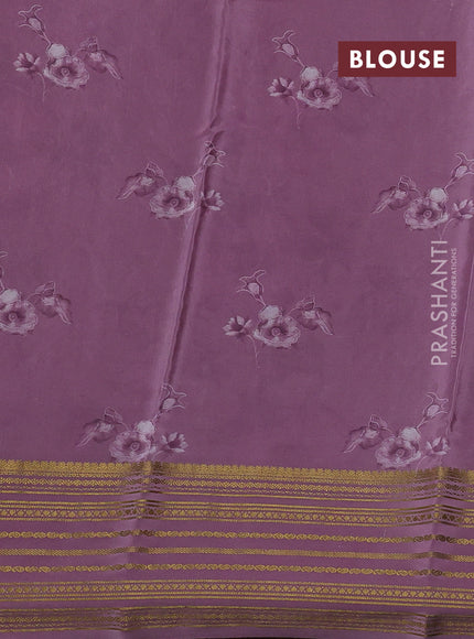 Beige & Pastel Pink Pure Mysore Silk - Embroidery
