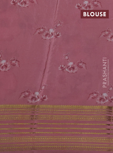 Beige & Pastel Pink Pure Mysore Silk - Embroidery