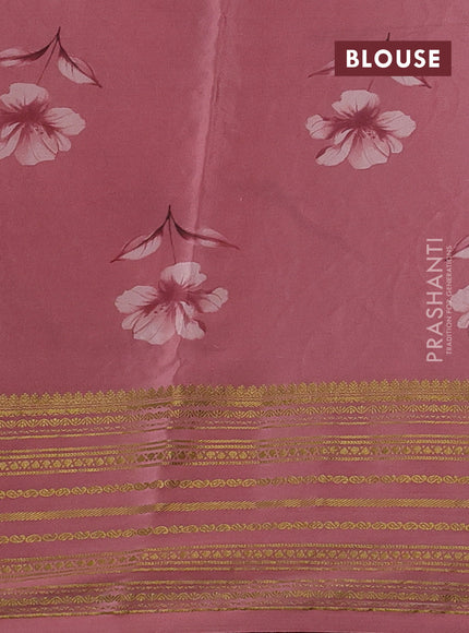 Beige & Peach Pink Pure Mysore Silk - Embroidery